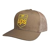 UPS Hat - Embroidered Classic Logo - Structured UPS Trucker Hat Snapback w/Breathable mesh - Old School - Retro Logo/delivery Man Costume hat Brown and Beige
