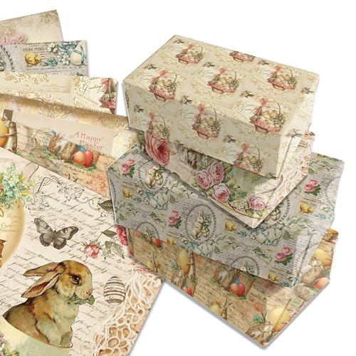 12 Blätt Ostern Geschenkpapier Geschenkpapier Geburtstag 6 Stile Geschenkpapier Blatt für Kinder Urlaub Geburtstag Geschenkpapier Vintage Gift Wrapping Paper 50 x 68 cm