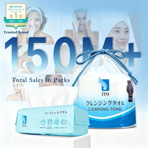 Image of ITO Face Towels, Ultra-Soft & Extra Thick Cleansing Towels for Sensitive, Dry & Oily Skin, Facial Tissue, Makeup Remover Disposable Towels (70 Count (Pack of 3))