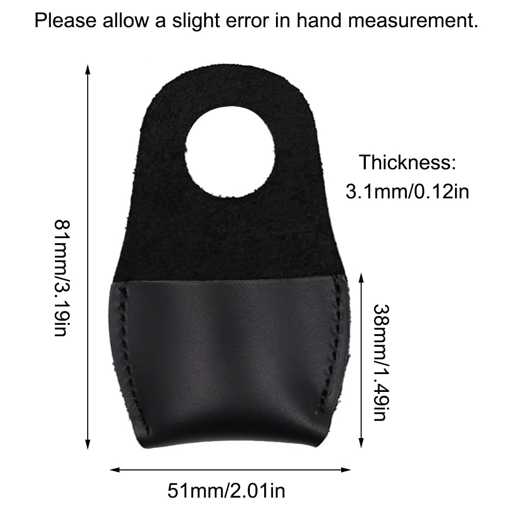 Black Thumb Leather Gloves Handmade Carpenter Finger Safety Guard Wood Carving Finger Protector for Gardening Work Carving Crafts - Image 2