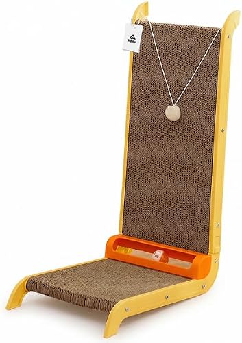 Durable Cardboard Cat Scratcher with Ball,Interactive L Shape Scratch Pad,Protect Furniture,Space-Saving Indoor Cat Toy for Kittens and Adult Cats