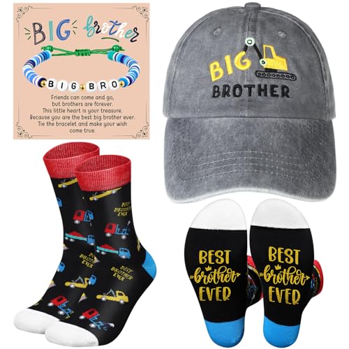 Skicuff 3 Pcs Big Brother Gifts for Boys Bracelet Baseball Caps and Sock for Birthday Gift(Brother)