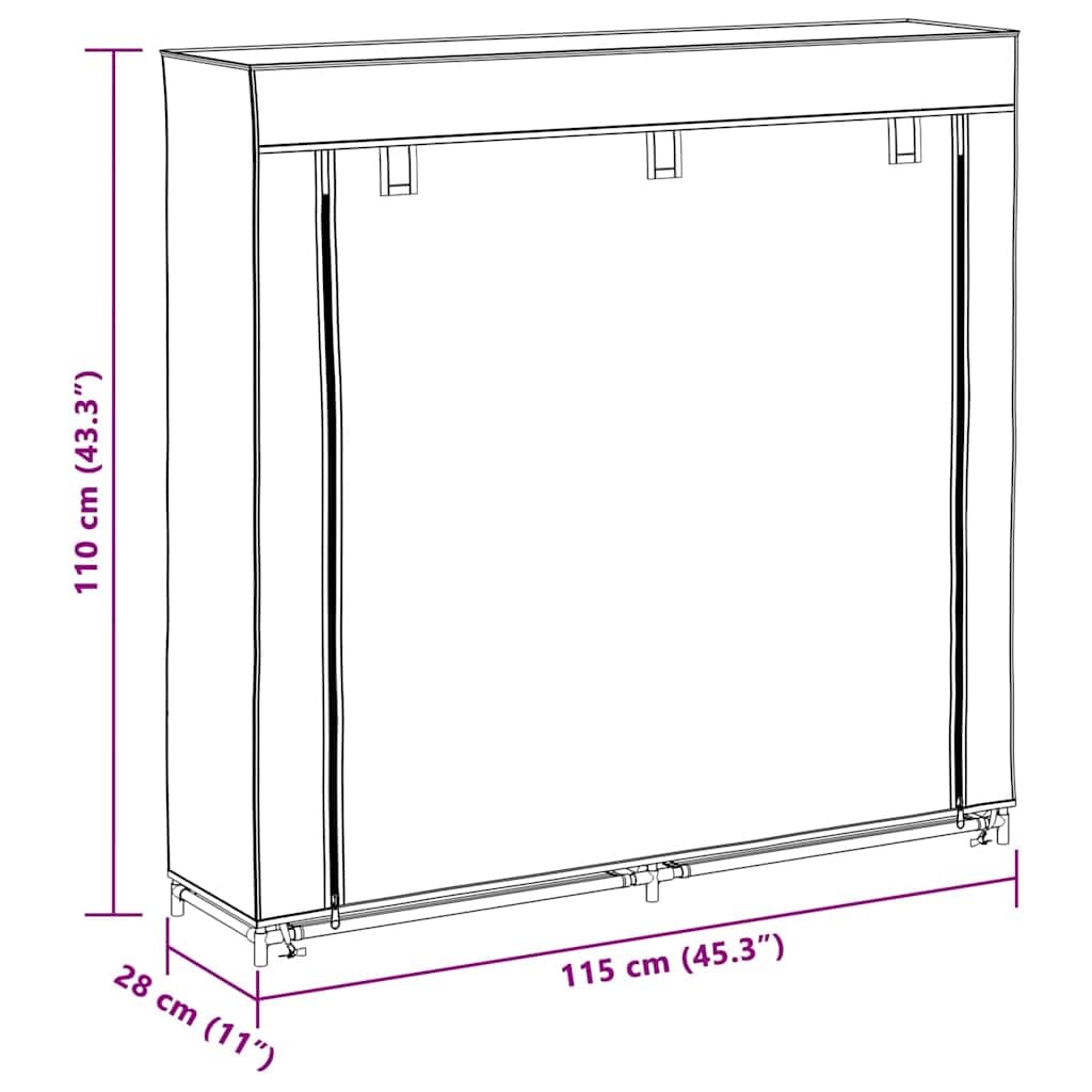 Schuhschrank mit Abdeckung Grau 115 x 28 x 110 cm Stoff 5 Ebenen Schuhregal Schuhablage Organizer Aufbewahrung für Flur Diele Schlafzimmer Ordnung