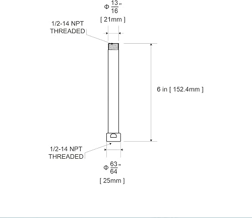 Miniatura 6 de OFFO Brazo de extensión de cabezal de ducha, extensión de brazo de ducha hecho de acero inoxidable 304, extensión de tubo de ducha de acero
