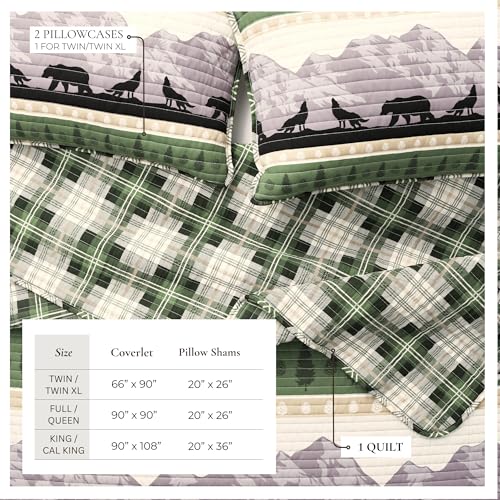 Great Bay Home Lodge Quilt Set - 3-Piece Full/Queen Size Rustic Bedding Set - Lightweight, All-Season, Reversible Bedspread (Forest Patchwork) - image 3