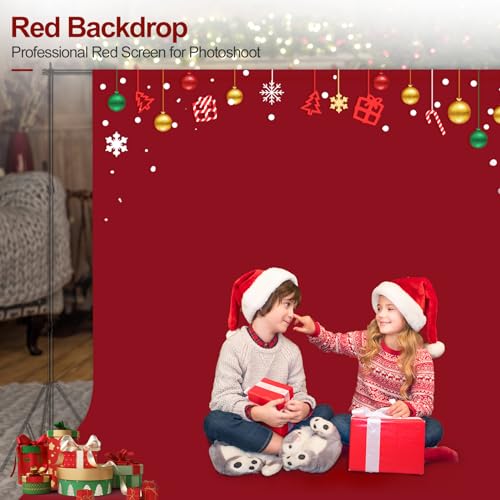 Image of EMART 6x9ft Plain Red Drapes for Photography, Party Background Curtain | Polyester Fabric | Red Screen Sheet for Video Studio, Portrait Photoshoot Parties