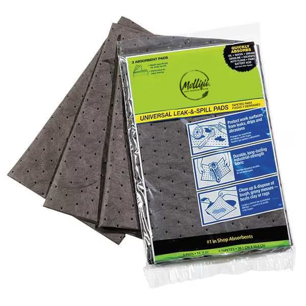 Sorbents, 42.24 oz, 15 in x 20 in, Universal, Gray, Polypropylene, Mfr: 25306-A