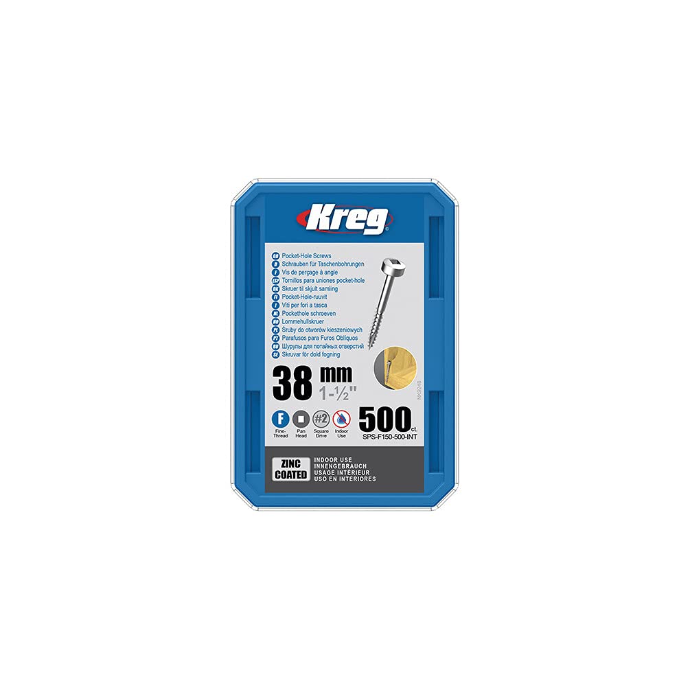 Kreg Kreg® Zinc Pocket-Hole Screws - 38Mm/1.50", #6 Fine-Thread, Pan Head, 500-Count