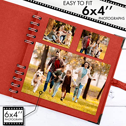 image for Bstorify Square Scrapbook Photo Albums 7 x 7 Inch Red Thick Paper, Har