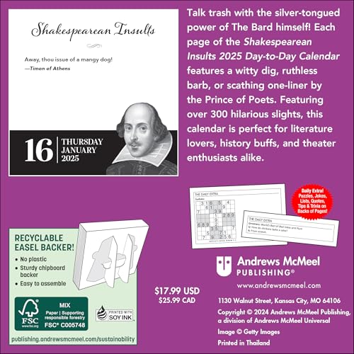 9781524889470 Shakespearean Insults 2025 Day-To-Day Calendar thumb #1
