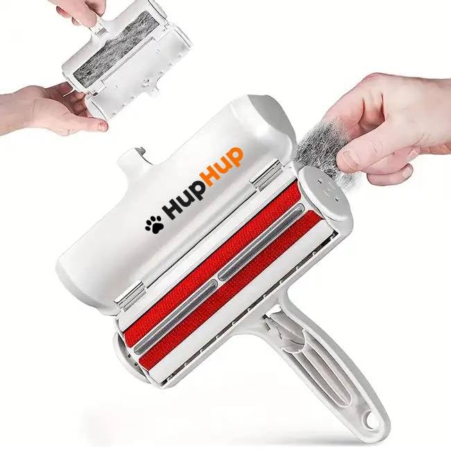 HupHup Roller Pet Hair Remover and Reusable Lint Roller - Hup Hup Cat and Dog Hair Remover for Furniture, Couch, Carpet, Clothing and Bedding - Portable, Multi-Surface Fur Removal Tool