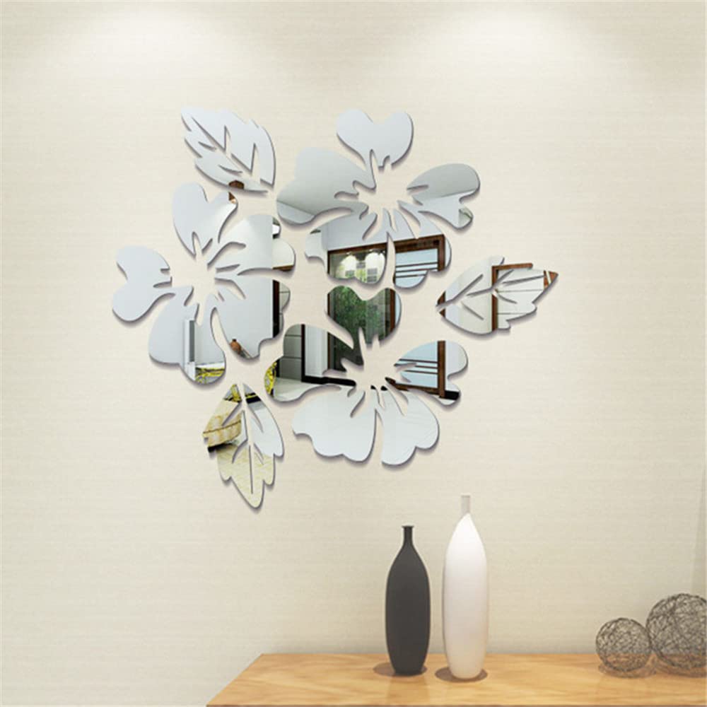 18-teilige 3D-Spiegelblumen Wandaufkleber – Abnehmbare Dekoration Für Wohnzimmer, Bad, Schlafzimmer