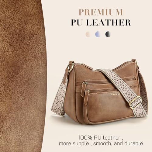 Missnine Crossbody Bags for Women, Medium Size Purses With Wide Shoulder Strap, Leather Trendy Cross Body Shoulder Handbags 6