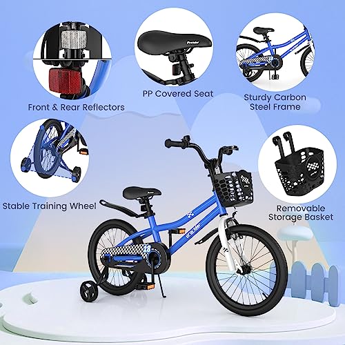 Image of BABY JOY Kids Bike, 12 14 16 18 Inch Boys Girls Bike for 3-8 Years w /Training Wheels, 20 Inch Children Bicycle for 8+ Teens w /Kickstand, Handbrake, Coaster Brake & Removable Basket, Sporty Bicycle