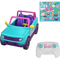 Barbie Hot Wheels RC SUV, Remote-Control Vehicle That Fits 2 Fashion Dolls & Accessories, Includes Kid-Applied Stickers for Customization