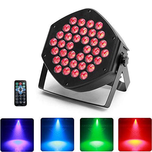 UKing 36 LED Par, 3 en 1 RGB LED Lampe de Scène, 25 u00b0 Angle de lumière,Effet Magic Color avec télécommande 7CH DMX Contrôle du son pour DJ Club Fête Spectacle