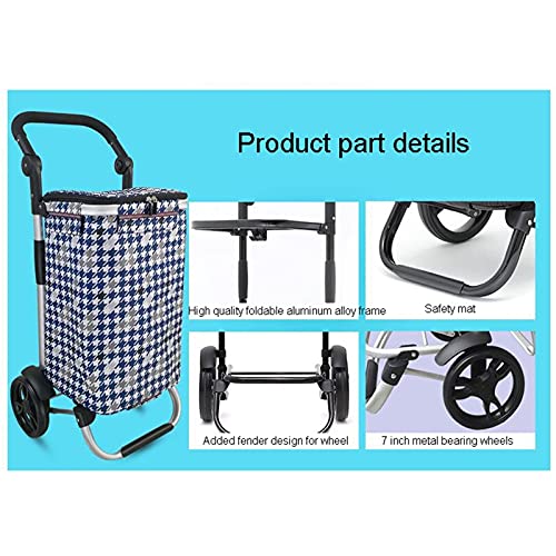 gbgymjm Einkaufstrolley 45L Einkaufstrolley mit Stofftasche und Lagerrad Faltbarer Lebensmittelgeschäft Treppenwagen für… – Bild 5