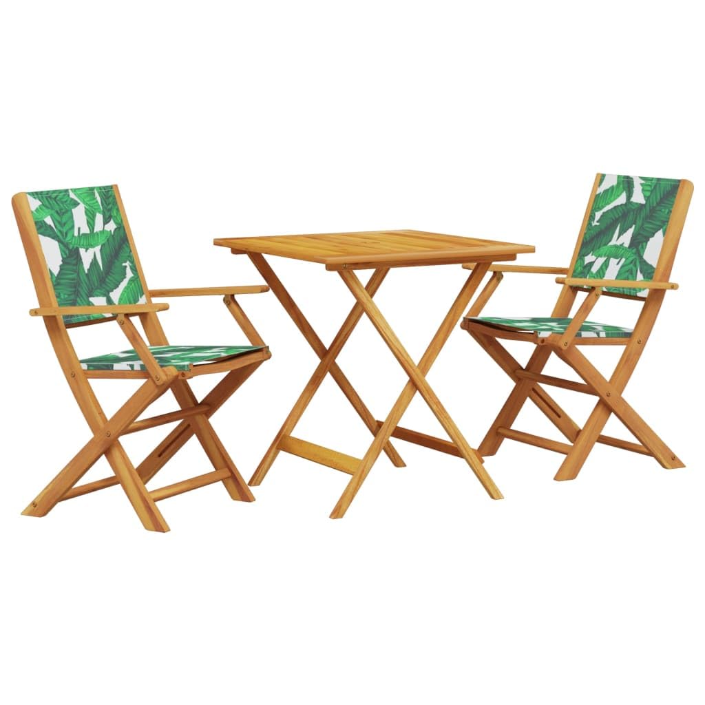 LAPOOH Set da Bistrot 3 pz Motivo Foglie in Tessuto e Legno Massello,Set Bistrò Veranda,Set Bistrot da Esterno,Set Bistrot da Balcone-3281884