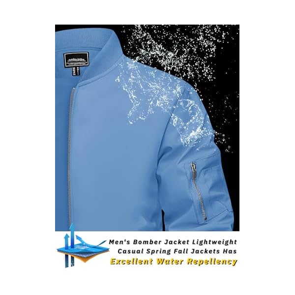 TACVASEN Men's Bomber Jacket Lightweight Casual Spring Fall Windbreaker Zip Up Coat with Pocket