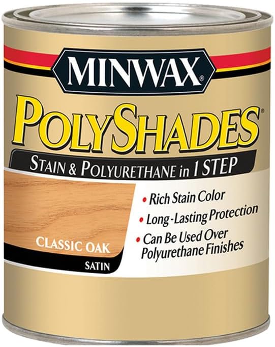 4-Pack of 1 qt Minwax 61370 Classic Oak PolyShades Wood Stain and Polyurethane, Satin
