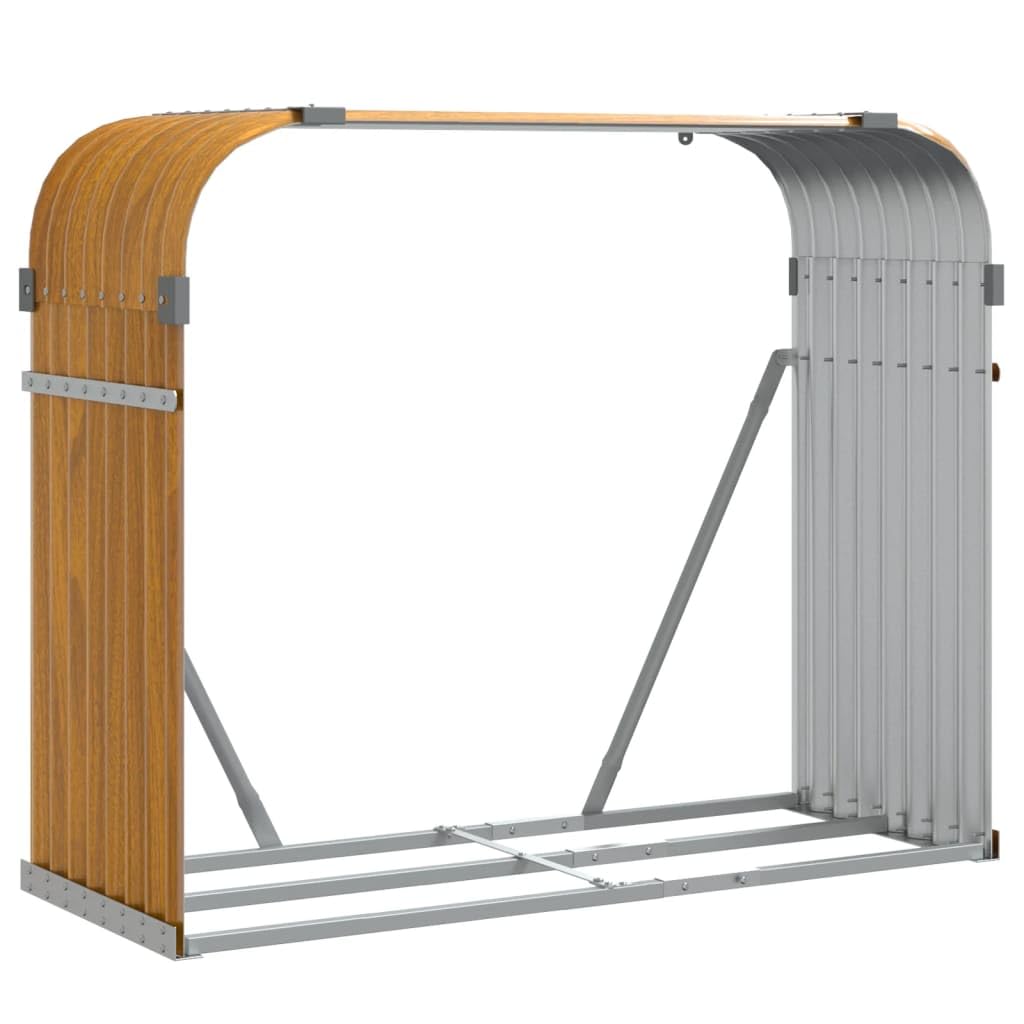 vidaXL Log Holder, Firewood Rack for Fireplace Storage Room, Log Store for Wood Burner Wrought, Wood Storage, Wood Look Galvanised Steel