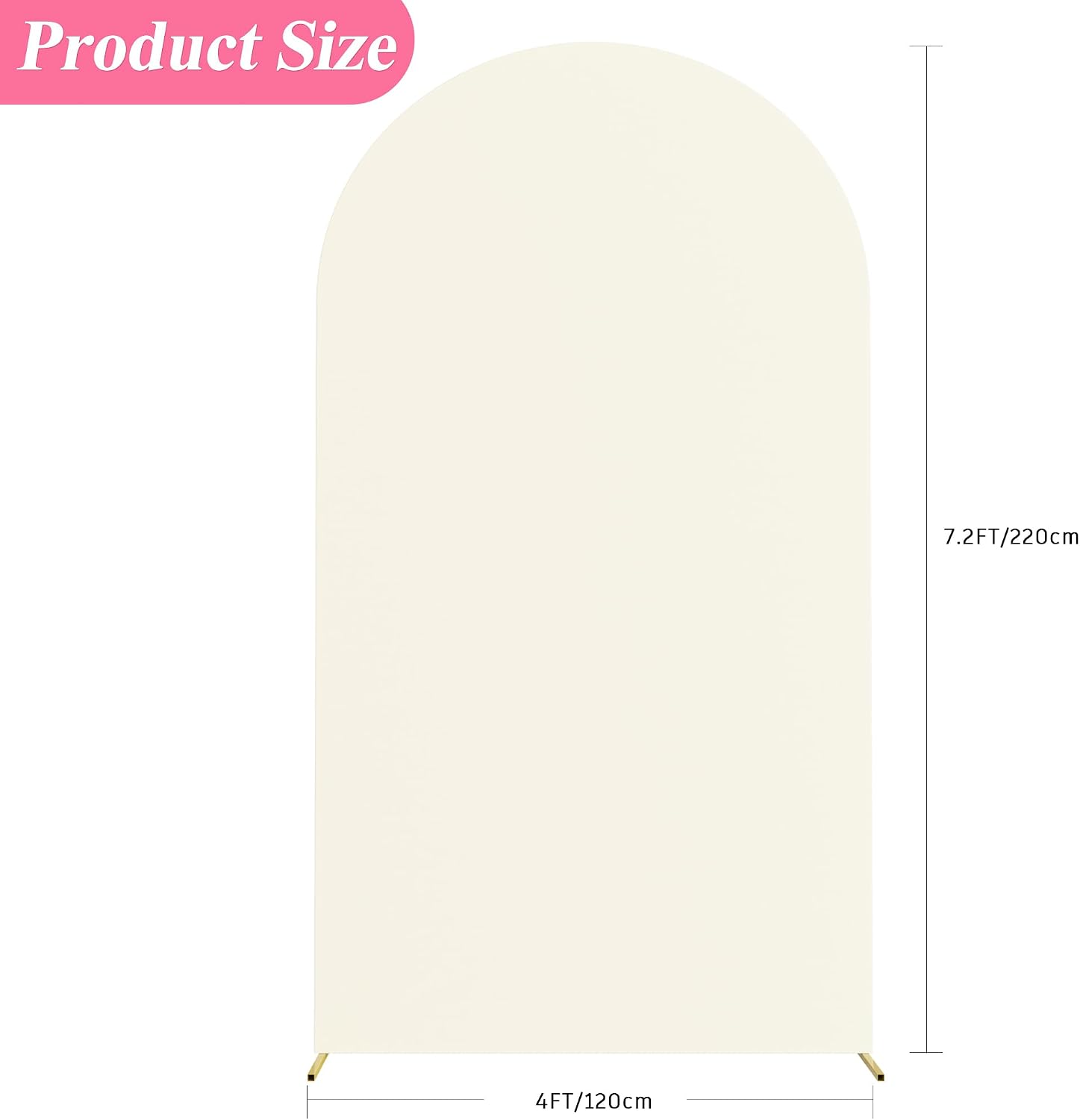 Putros Arch Backdrop Cover 7.2ft, Wedding Arch Covers Stretchy Backdrop, Ivory, Spandex Fitted Round Top Chiara Backdrop Covers for Wedding, Birthday Party, Baby Shower Decoration