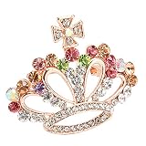 FOLOSAFENAR - Broche de corona con diamantes de imitación decorativos, marco de aleación, exquisito para mujeres para cumpleaños, default, Por defecto