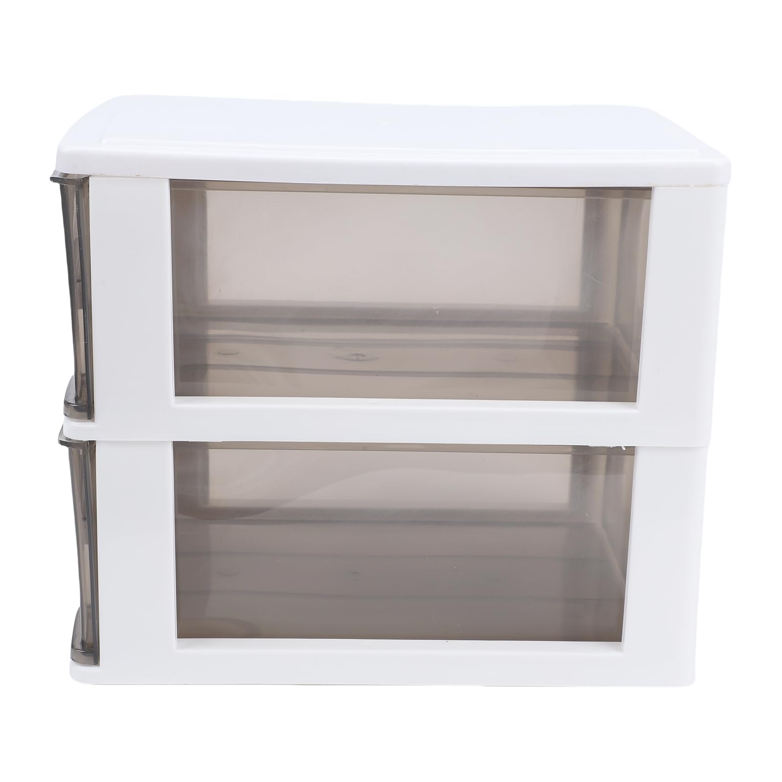 Schreibtisch-Aufbewahrungsbox, 2 Schubladen, Transparenter Kunststoff-Organizer, Stapelbare, Staubdichte Box für Bürobedarf, Kosmetik, Schreibwaren, Zuhause, Schule (Mittlere Größe, 2