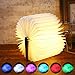 Produktbild Buch Lampe, Sailnovo Mini Hölzerne faltende Buch-Lampe, SchreibtischLampe mit Akku 700 mAh, Dekorative Lichter Nachttischlampe 4 Stunden, Papier mit USB-Kabel, 360°Faltbar