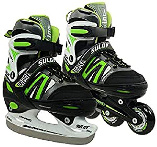 SULOV Boys B Duo-S Skate 2V1 Marko, Size-Small, Color-Black/Green