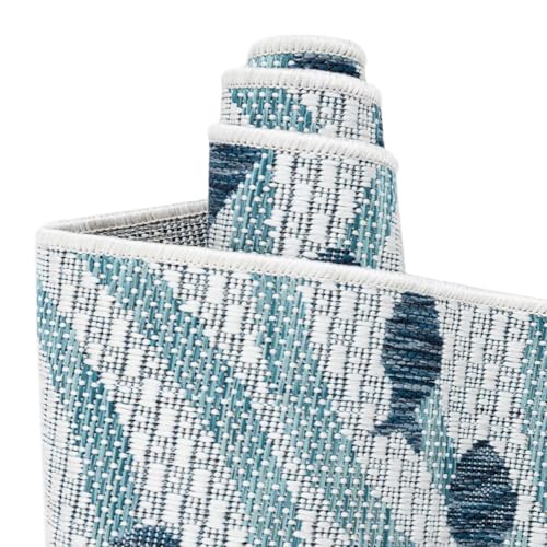 Tapete redondo azul 7'10" Rugs.com Outdoor Coastal miniatura 5