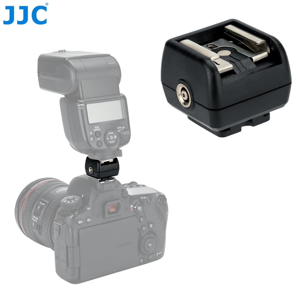JJC Compatibile con flash da studio su scarpe standard ISO o Multi Interface Shoe, adattatore flash con presa Sync (2 pezzi)