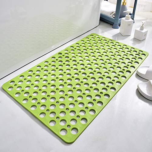 Casa and Beyond Shower Mat–Non-Slip Surface, Secure Shower Mat Non-Slip & Antibacterial, with Suction Cups and Drain Holes, Soft Design, Quick-Drying, Easy to Clean (Green,29.5" × 16.9")