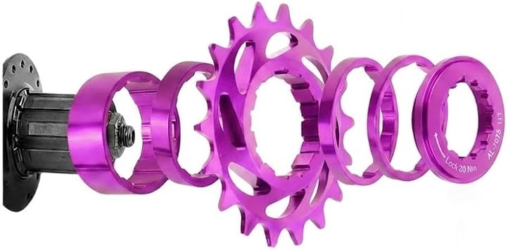 Single Speed Cogs Conversion Kit Single Speed Bike Freewheel Cog 16T 18T Aluminum Alloy With Spacer Rings And Lockring Reduced Wobble Design Lightweight For MTB Fixed Gear Or Track BikesPurpler-16T