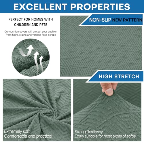 XINEAGE New 4 Pieces Extra Large Couch Covers for 3 Cushion Sofa Super Stretch Sofa Cover for 3 Large Seat Cushion Universal Slip Cover for Living Room (Pea Green), 91"-110"(3 Cushions)