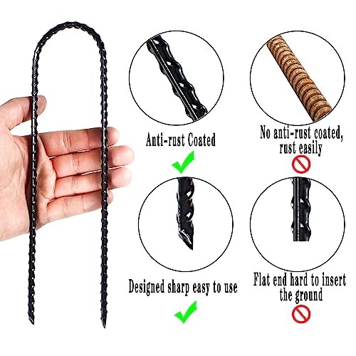 Image of 10-Inch Trampoline Stakes Heavy Duty U Shaped Rebar Ground Stakes Ground Anchors for Sporting Goods Security, House Construction (24)