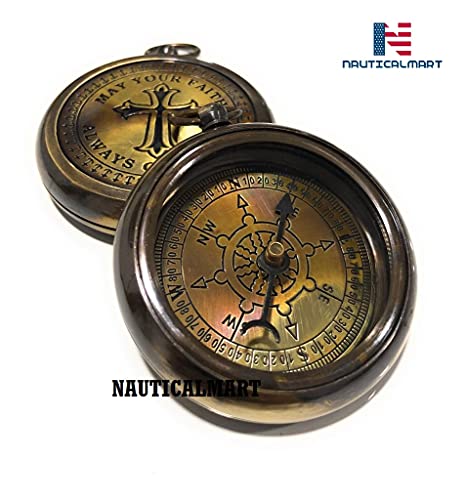 Brújula magnética náutica vintage de latón portátil miniatura 5