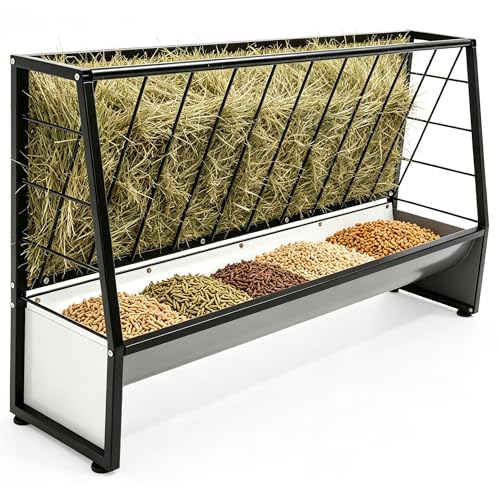 30 Gallon Heavy Duty Pasture Hay Feeder Galvanized Steel Outdoor Livestock Hay Feeder for Mini Goats Pony Sheep and Mini Horses