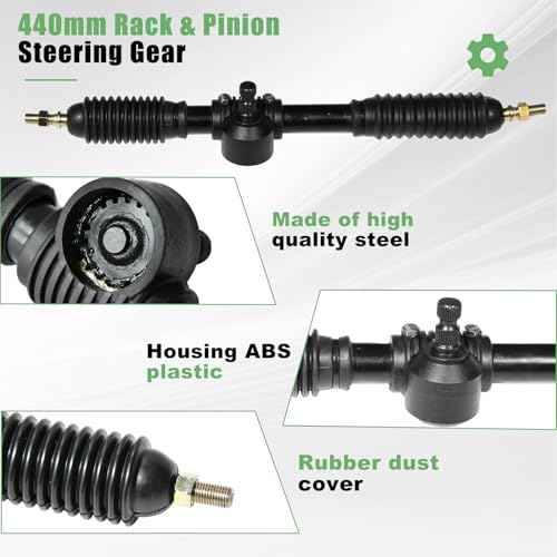 Image of JNDO Go Kart Steering kit 390mm Steering Shaft+440mm Rack and Pinion+270mm Steering Wheel+150mm Steering Column+80mm Sleeve Suitable for Buggy Quad Go Kart Golf UTV