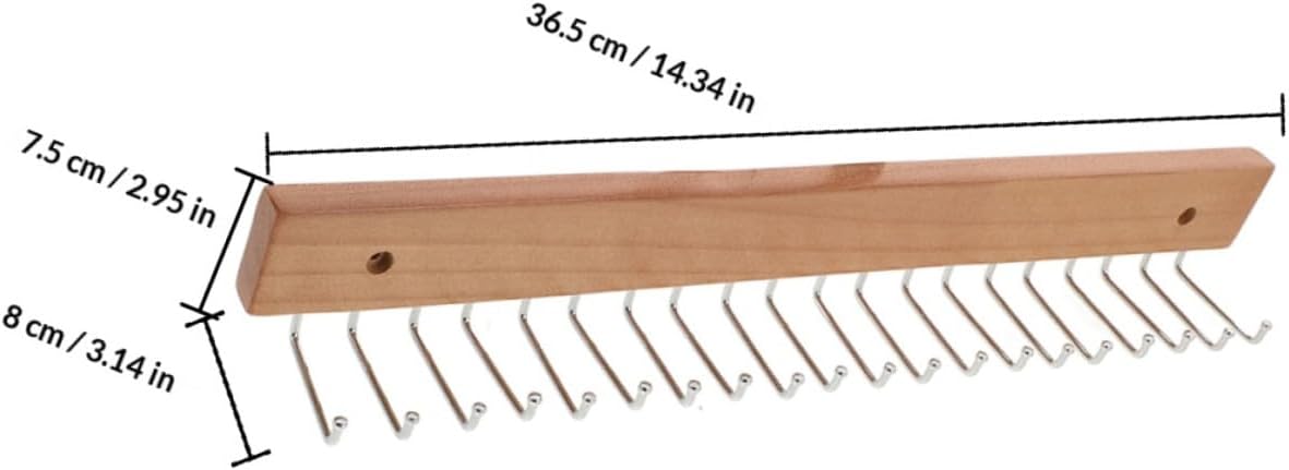 SUPVOX 2pcs Wall Mounted Belt and Tie Organizer Rack Wooden Rotating Holder 20 Hooks Space Saving Storage for Closet Bedroom and Bathroom