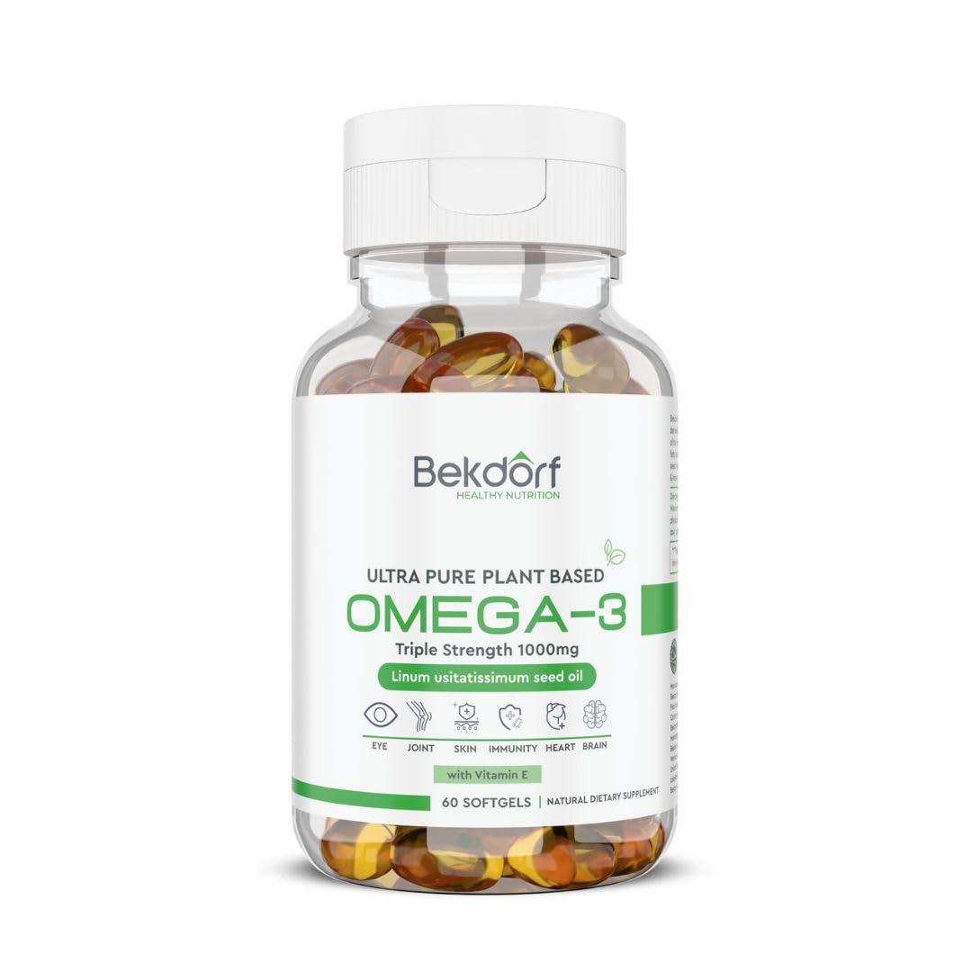 Plant Omega 3 With Vit E - 60 Softgels | Supports Skin, Eye, Brain, Joint, Immunity and Heart Health|