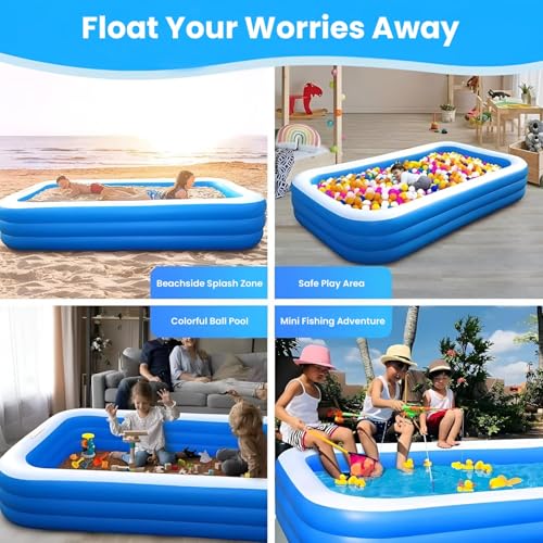 Image of Swimming Pool 10-Feet Swimming Pool Inflatable Bath Tubs for Adults Spa Swimming Bath Tub with Electric Pump 120x 72 inchx24 inch Inch - (Multi) (10-Feet)