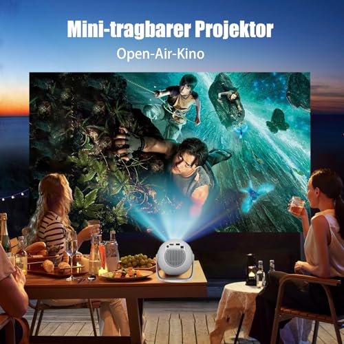 Mini Beamer Unterstützt 4K & 8K 1080P, Smart Beamer mit 5G WiFi 6 BT 5.4, Android 14-System, Tragbarer Projektor 270° Dreh mit HDMI/USB/DC, 8G Speicher, Auto Horizontal Trapezoid Correction (Weiß) – Bild 7