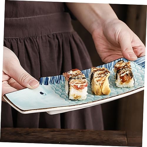 Plato decorativo cerámico con forma de pescado para sushi miniatura 3