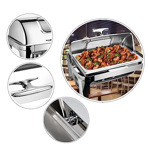 Juego de platos de buffet comercial con bandeja de agua, bandeja de alimentos, soporte de combustible y tapa para catering y servicio de buffet rodante