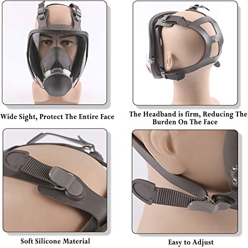 15 in 1 Full Face Respirator 6800,Anti-Fog Respiratory Supplies Wide Field of View,Suitable for Woodworking, Welding, Organic Gas,Paint Spray, Chemical