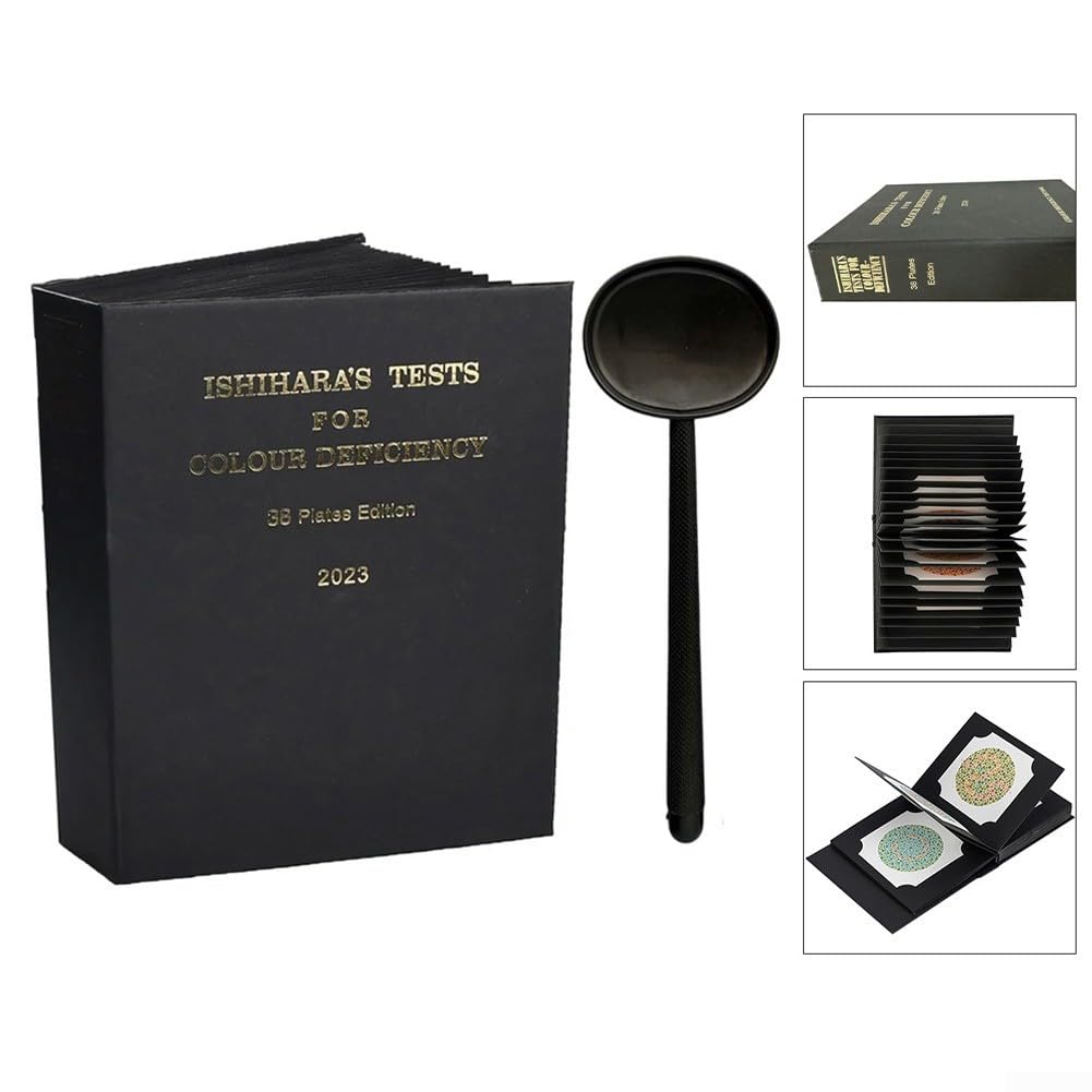 Ishihara Livre de test de daltonisme 38 plaques, kit de lentilles optométriques professionnelles pour dépistage de la vision rouge-vert dans les cliniques