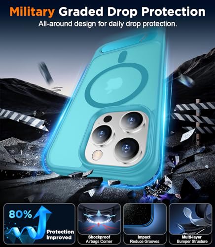 Image of Magnetic Compatible with iPhone 13 Pro Max Case, [Built-in Invisible Kickstand][Compatible with MagSafe] [Military Grade Shockproof] Slim Translucent Matte Phone Case for iPhone 13 Pro Max 6.7 inch