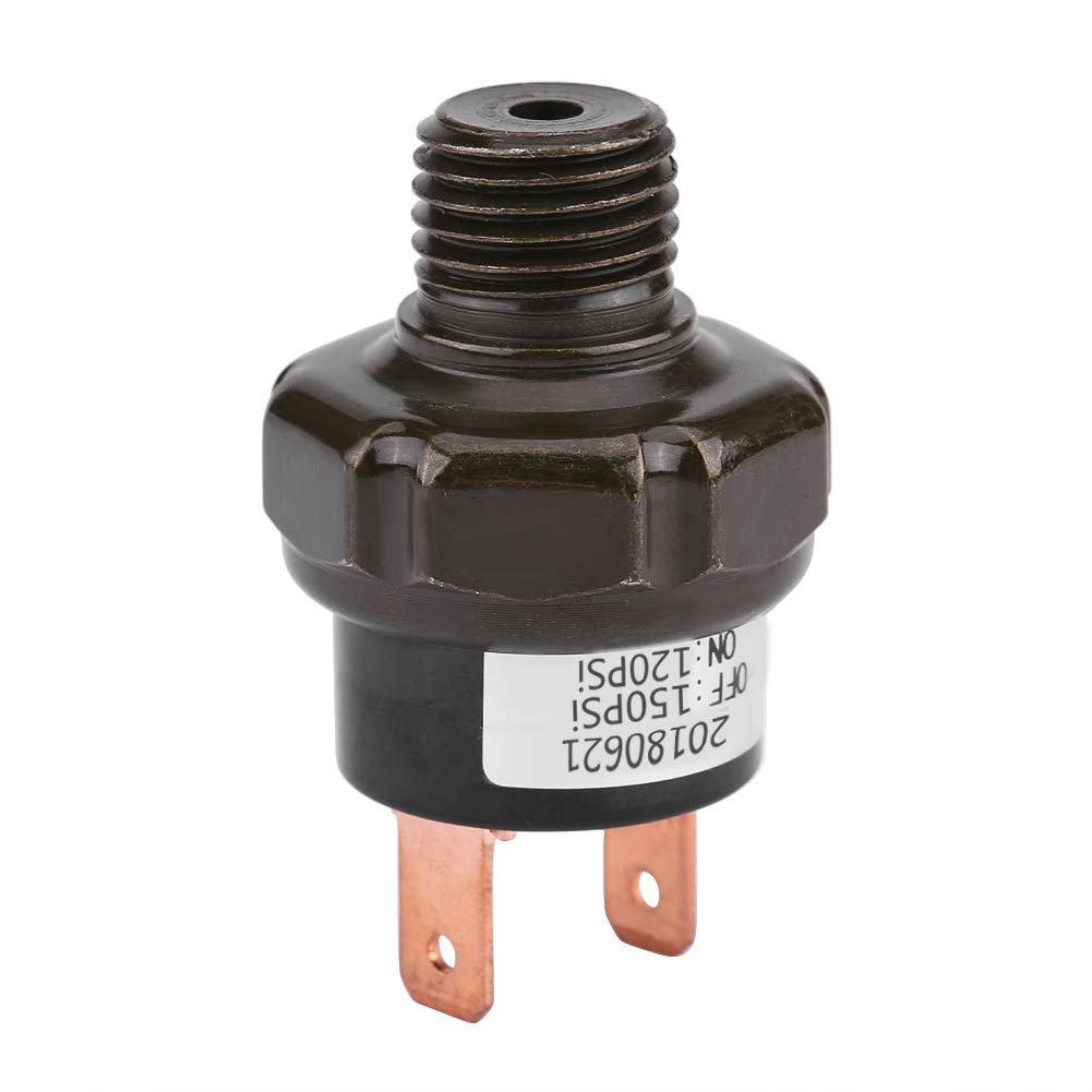 Qiilu 1/4 "interruttore automatico del compressore d'aria dell'automobile NPT 12V interruttore di pressione dell'aria del serbatoio dell'aria (nero)(120-150 PSI)