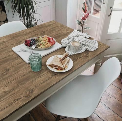 Image of HOME13 Vinyl Kitchen Self Adhesive Vinyl Decorative Brown Wooden Grain Wallpaper for Kitchen Countertop Home /Office 1 Ft x 4 Ft with 2pcs